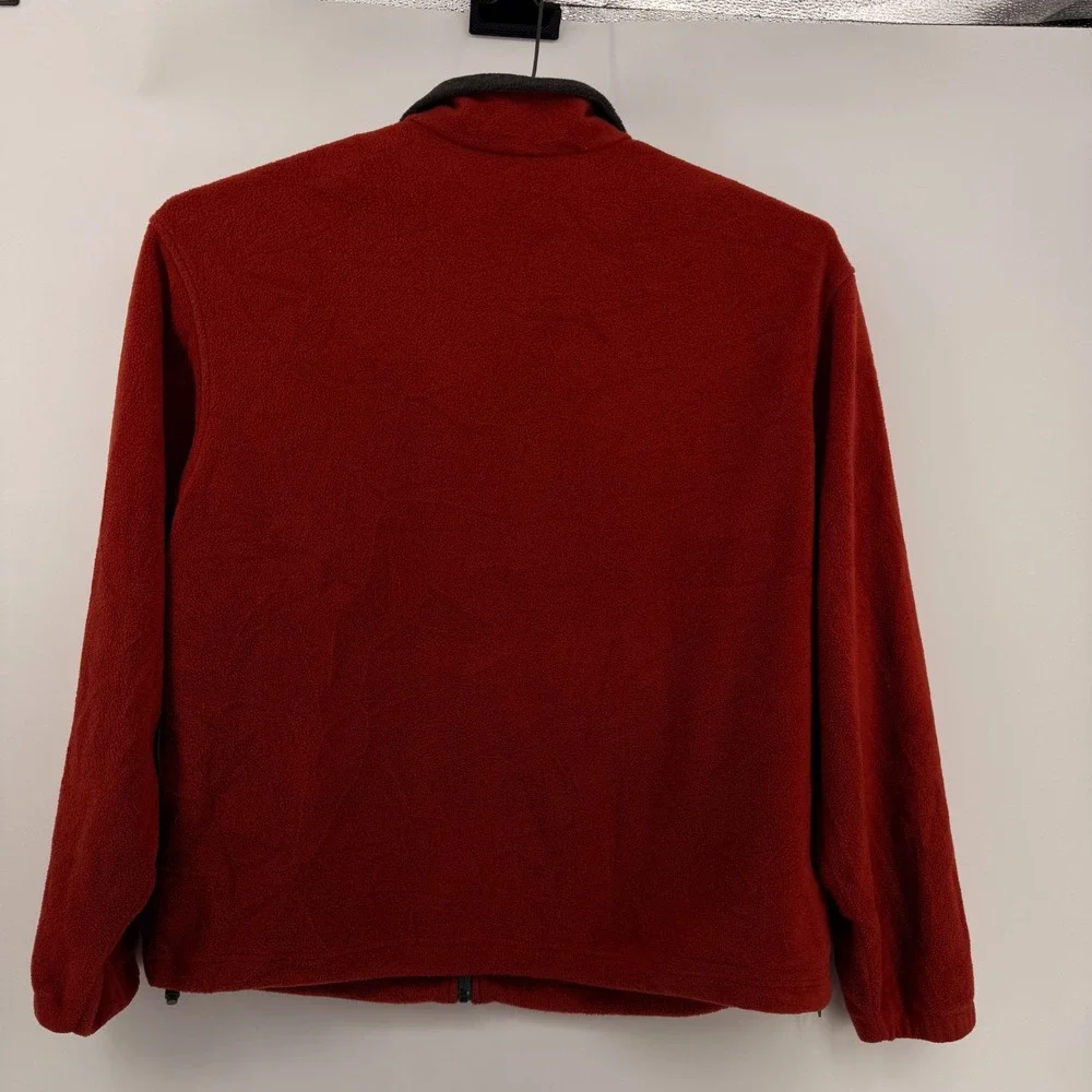 Columbia Jacket Men XL Fleece Jacket Full Zip Double Pocket Soft Rust and Gray